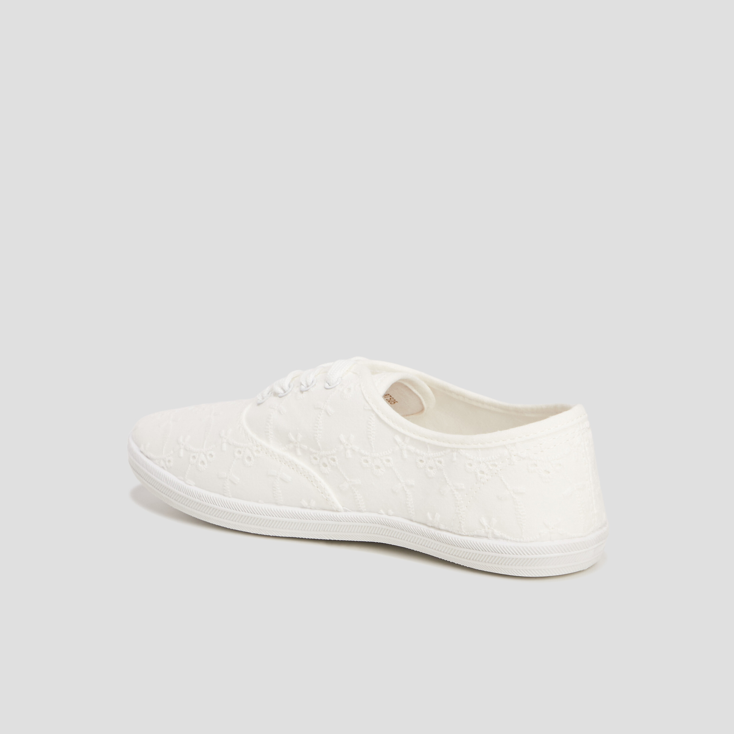 Tennis basses à lacets en toile blanc femme | La Halle
