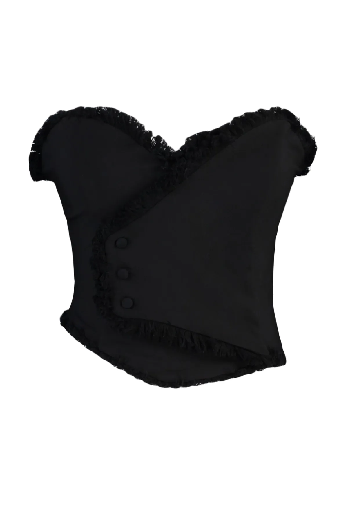 Trendyol Collection  Schwarzes, figurbetontes, gefüttertes Bustier mit gewebten Quasten TPRSS22BS0070