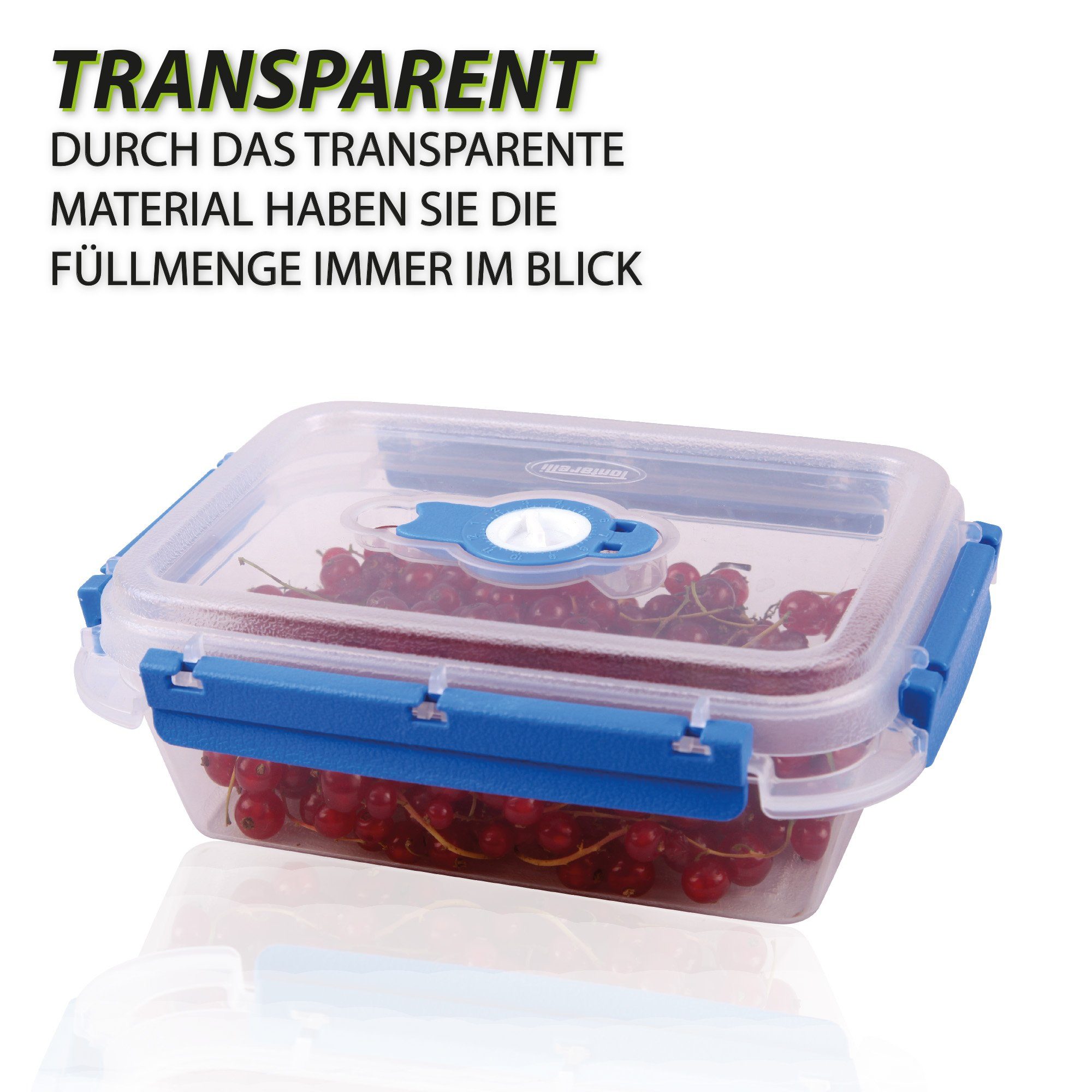 Tontarelli Frischhaltedose Lunchbox 1,5 L, Kunststoff, (1-tlg), Vorratsdose für Lebensmittel - Aufbewahrungsbox luftdicht - Meal Prep
