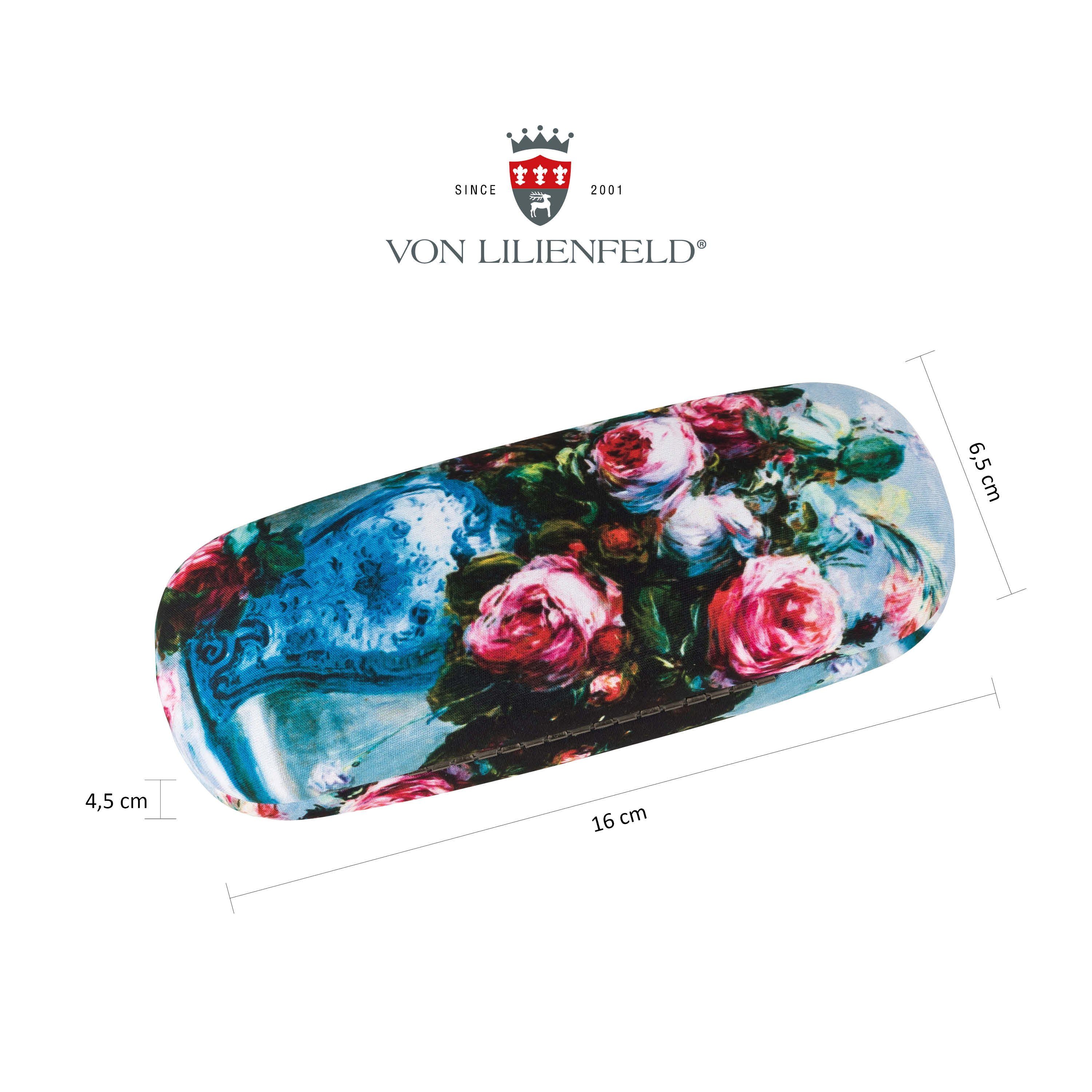 von Lilienfeld Brillenetui Brillenetui Pierre-Auguste Renoir Vase mit Rosen Kunst Motiv Blumen, stabiles mit Mikrofaser bezogenes Hardcase