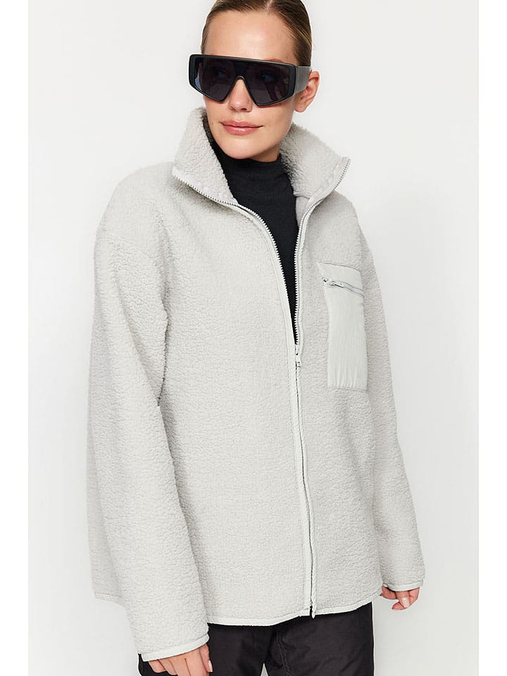 trendyol Fleecejacke in Hellgrau günstig kaufen