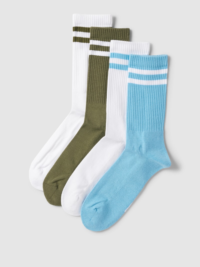 Socken mit Kontraststreifen im 4er-Pack in hellblau