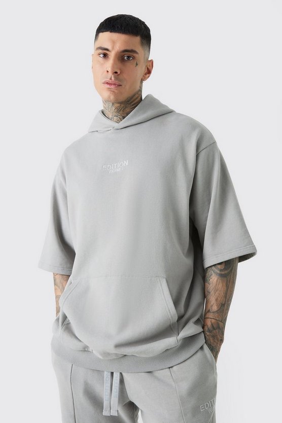 Tall kurzärmliger Oversize Hoodie mit Edition-Print