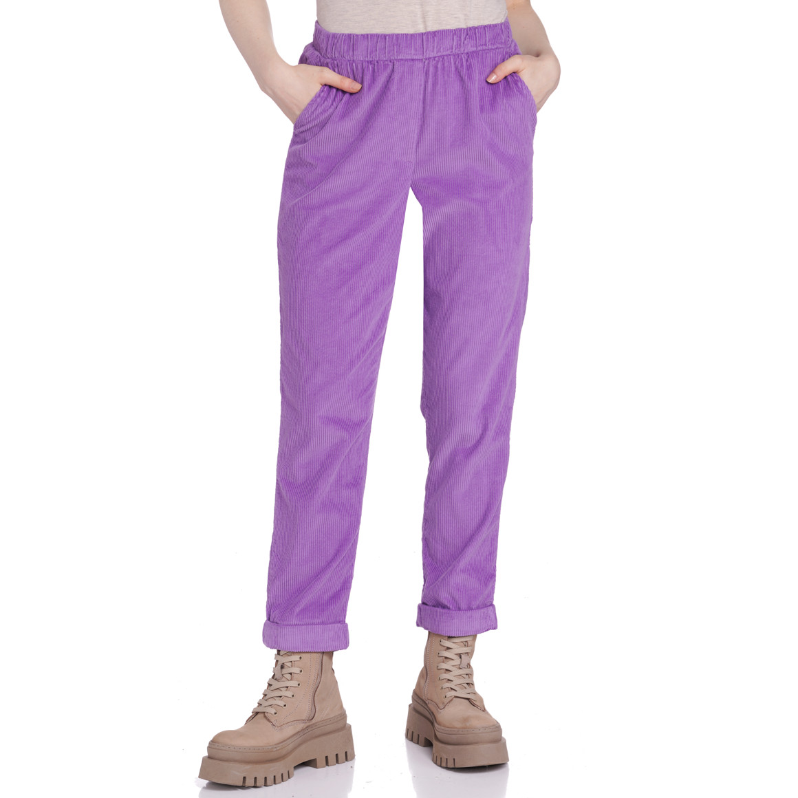 Damen Cordhose mit Elastikbund