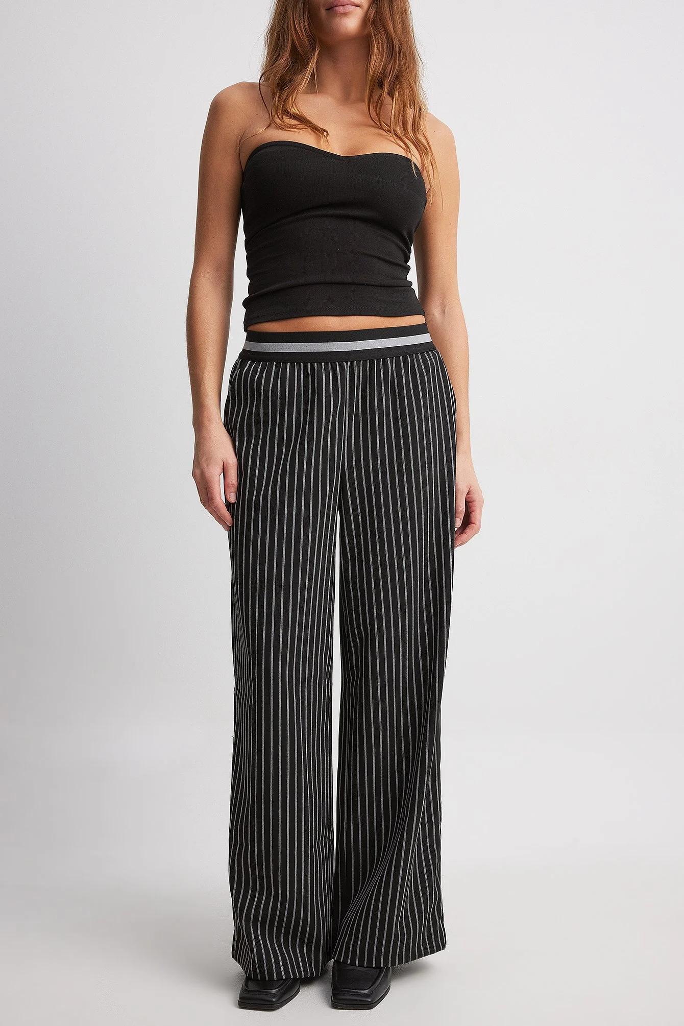 Elastic Waist Loose Mid Waist Trousers
