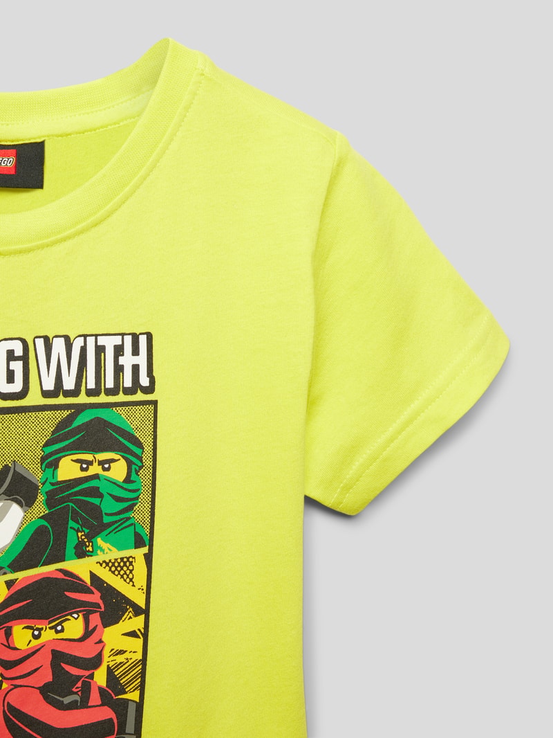 T-Shirt mit Motiv-Print in hellgelb