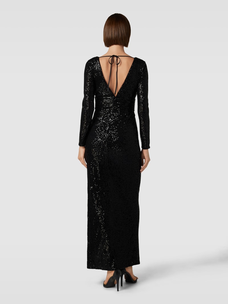 Abendkleid mit Paillettenbesatz in schwarz