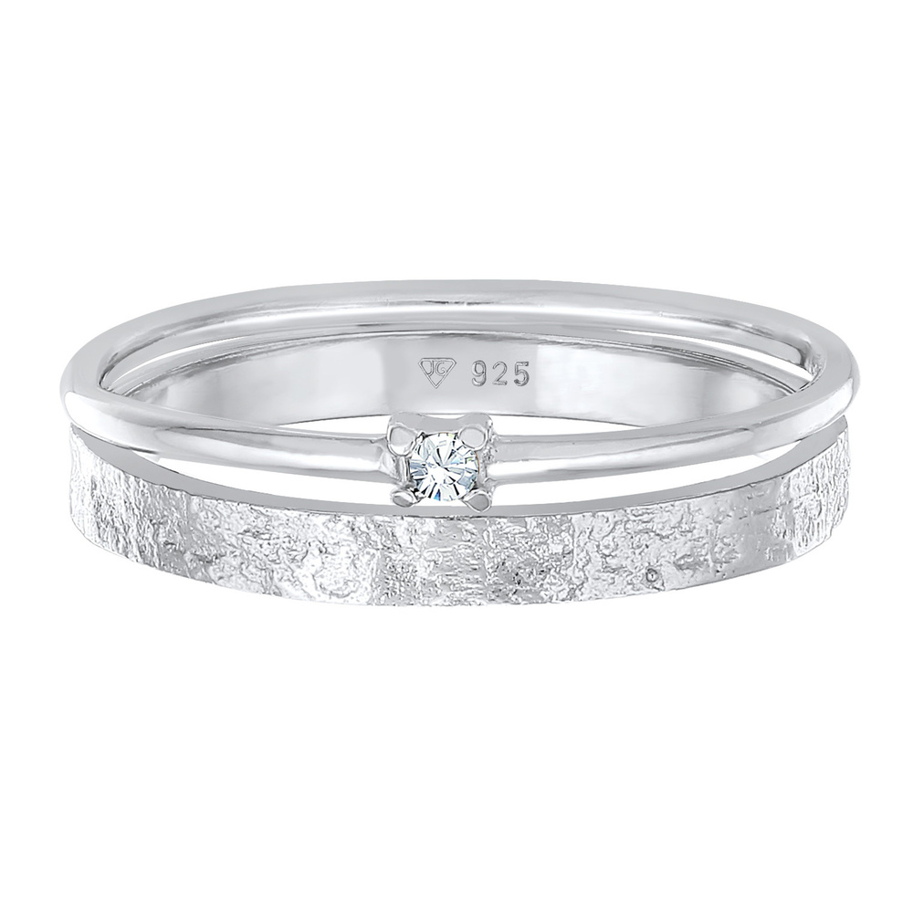 Elli Elli Bague Femmes Pile Solitaire set de 2 avec cristal de verre en argent sterlin Bague