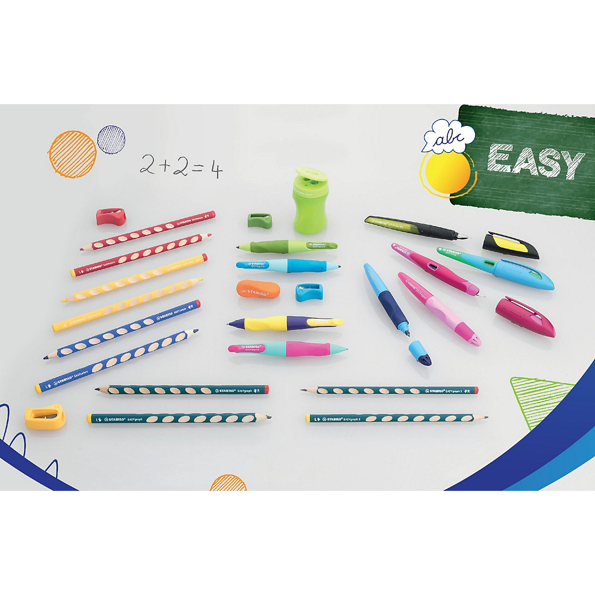Buntstifte EASYcolors Linkshänder, 12 Farben, inkl. Spitzer