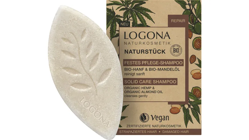 LOGONA Festes Pflegeshampoo Bio-Hanf und Bio-Mandelöl 60 g