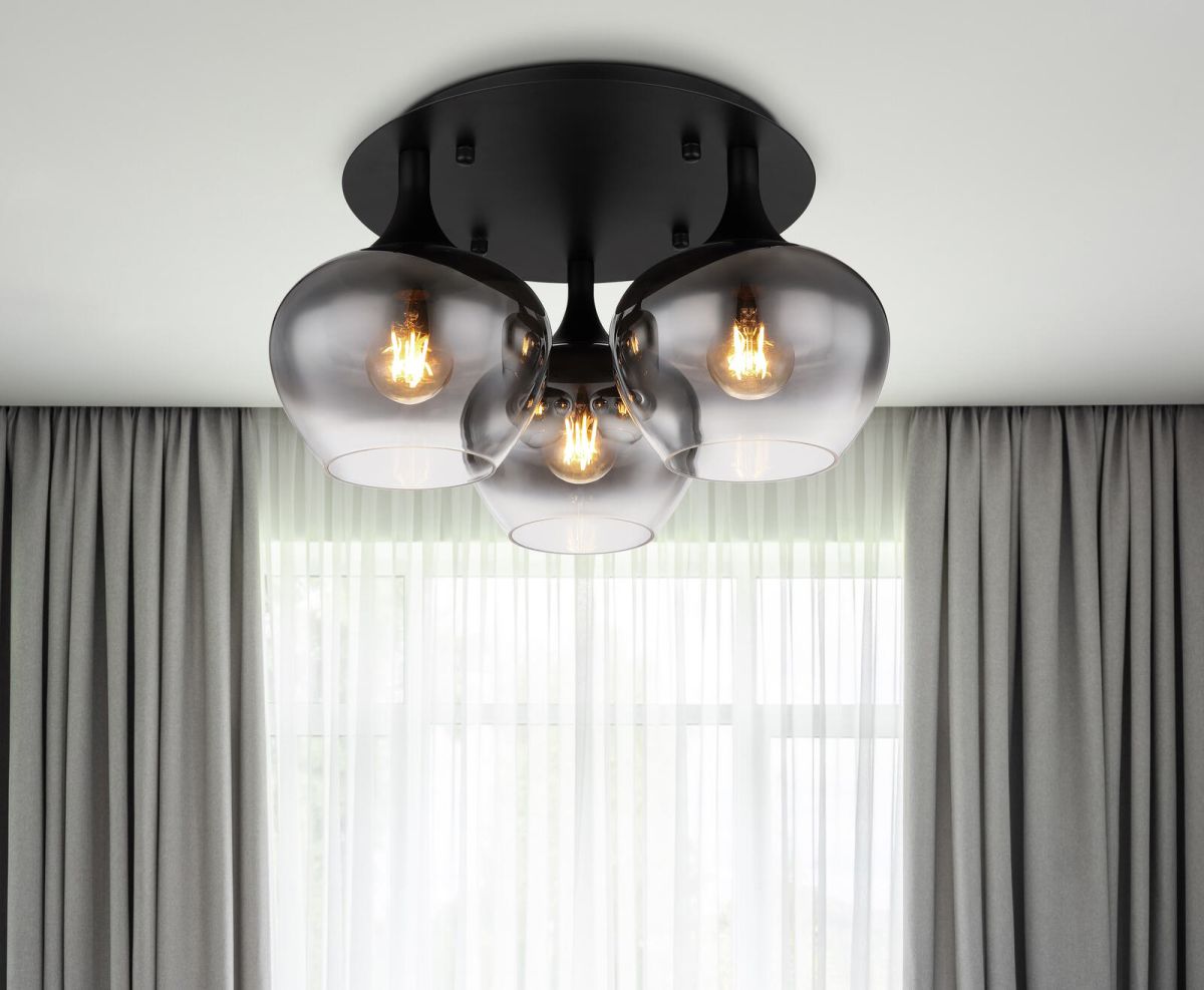 Globo 3-flg Deckenleuchte Maxy Rauchglas