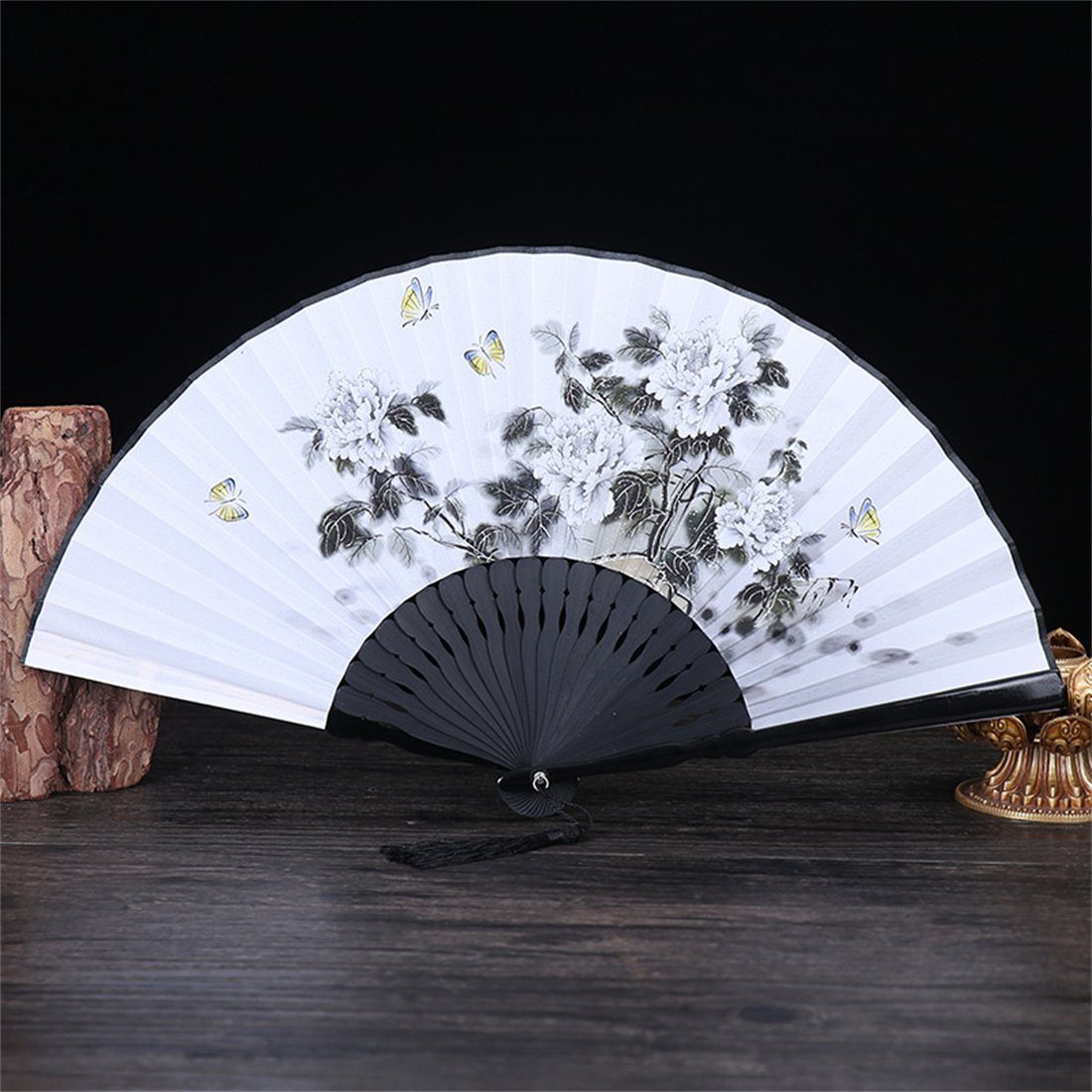 DÖRÖY Handfächer Handfächer aus Seide, Tanzfächer, klassischer Faltfächer, Geschenk