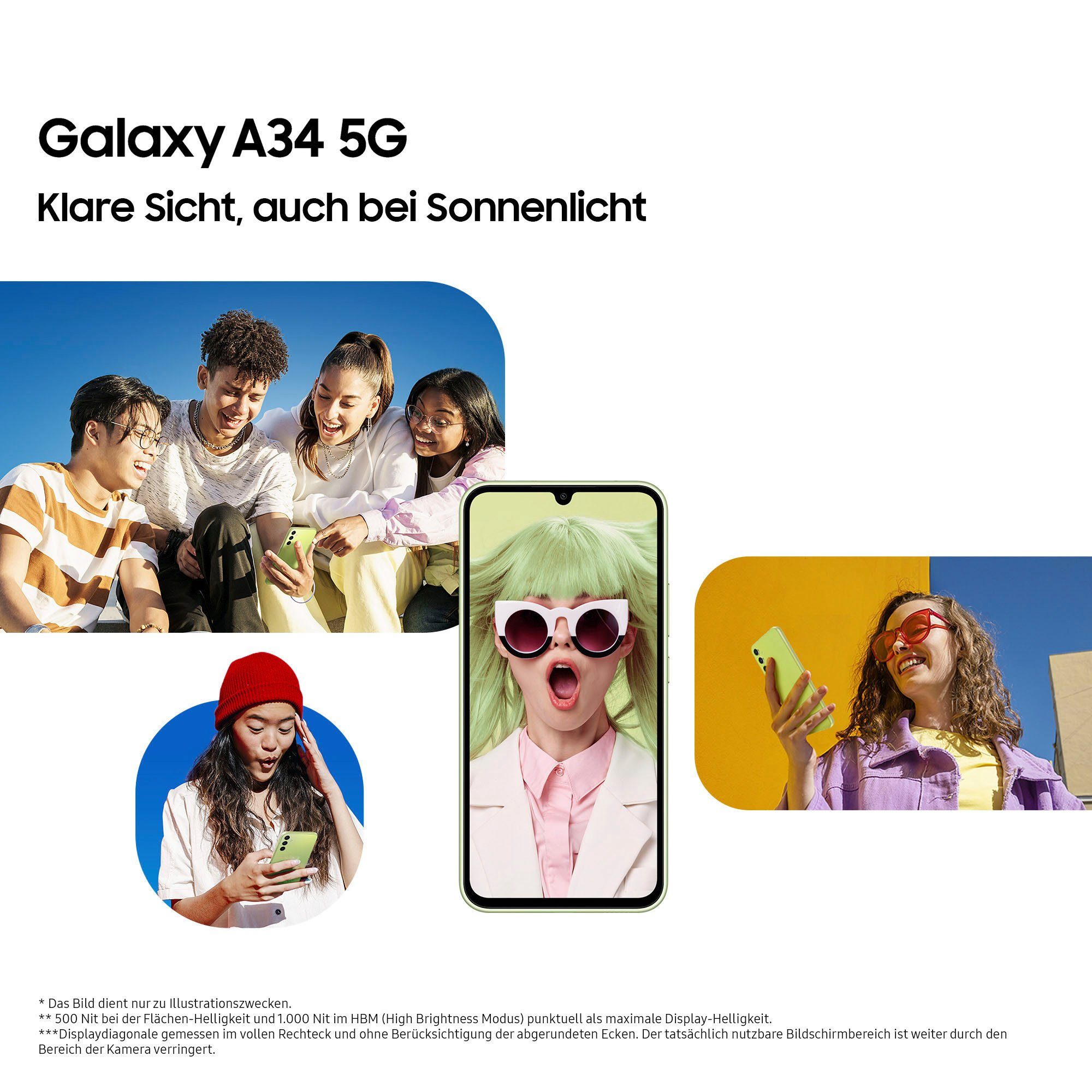 Samsung Galaxy A34 5G 128GB Smartphone (16,65 cm/6,6 Zoll, 128 GB Speicherplatz, 48 MP Kamera)
