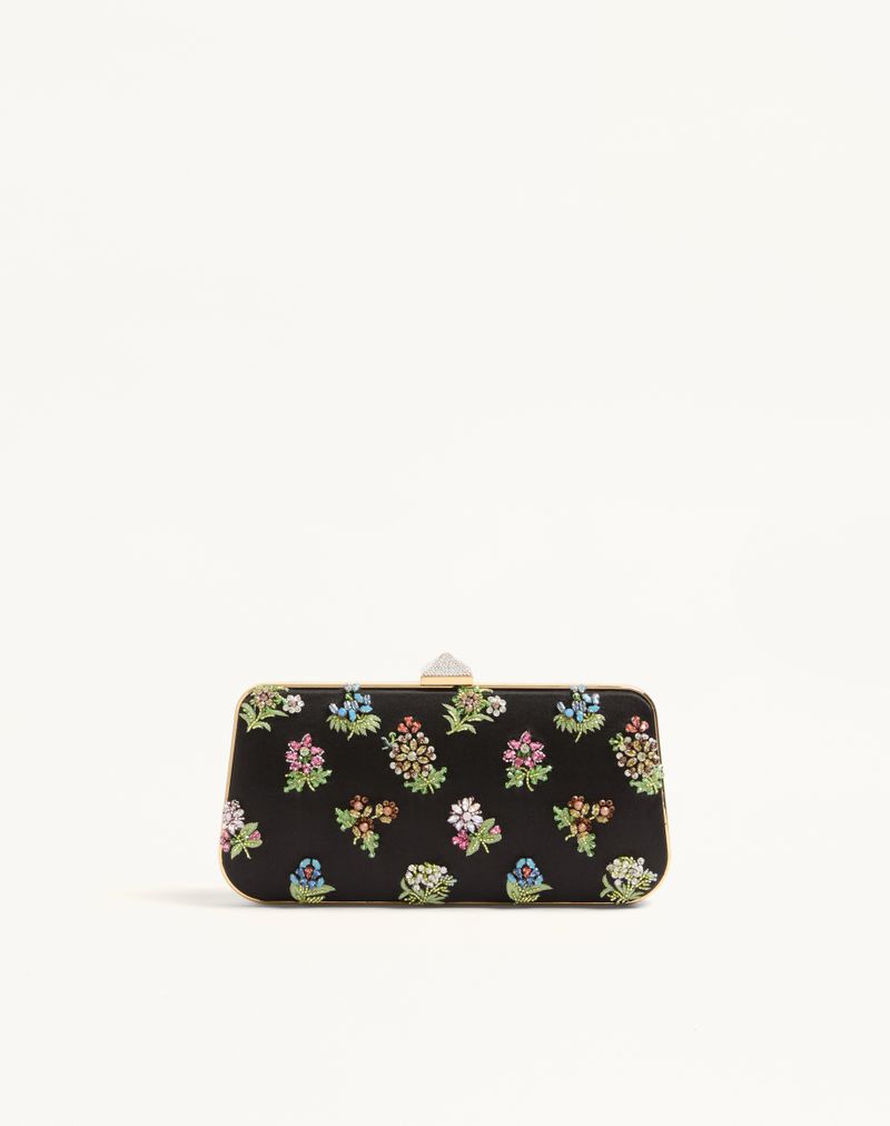 Carry Secrets Satin Minaudiere med Blomsterbroderi