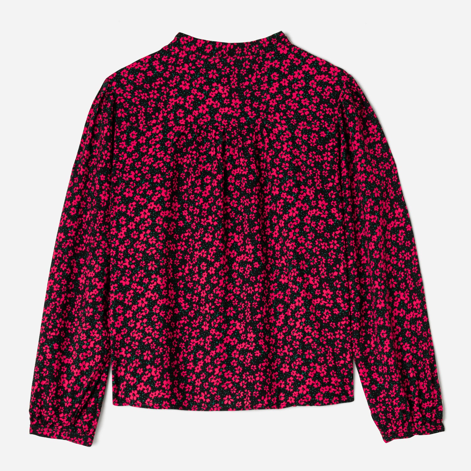 Chemise TEXTO noires à fleurs rouges