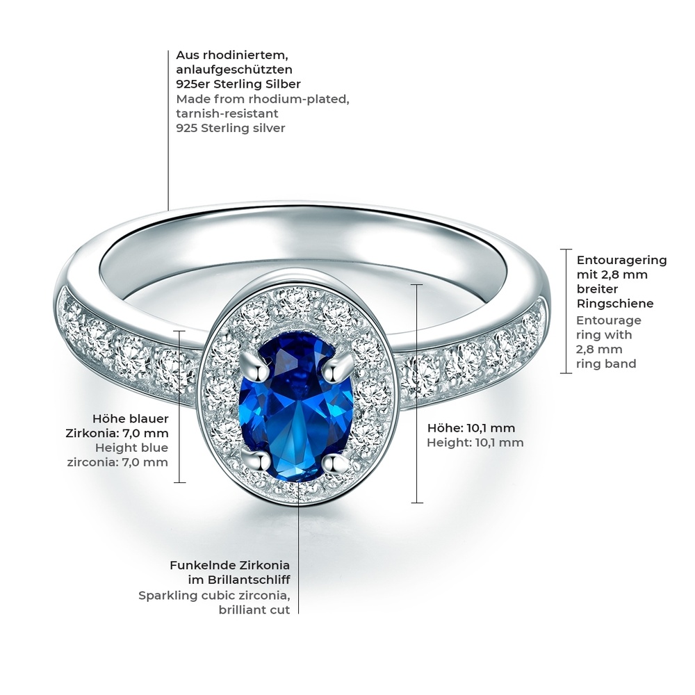 Trilani Bague en argent Argent sterling Oxyde de zirconium (CZ) en Argent Bague