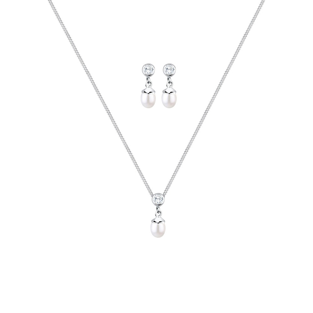 Elli Elli Ensemble de Bijoux Perle de culture d'eau douce pour dames et cristaux de zi Bijoux