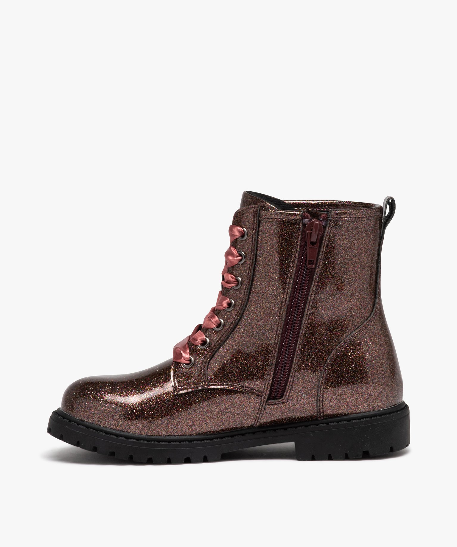 Boots fille mid-cut à paillettes du 31 au 36 marron | GEMO
