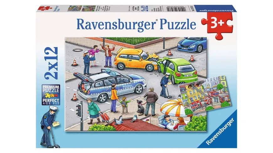 Ravensburger Puzzle - Mit Blaulicht unterwegs, 2 x 12 Teile