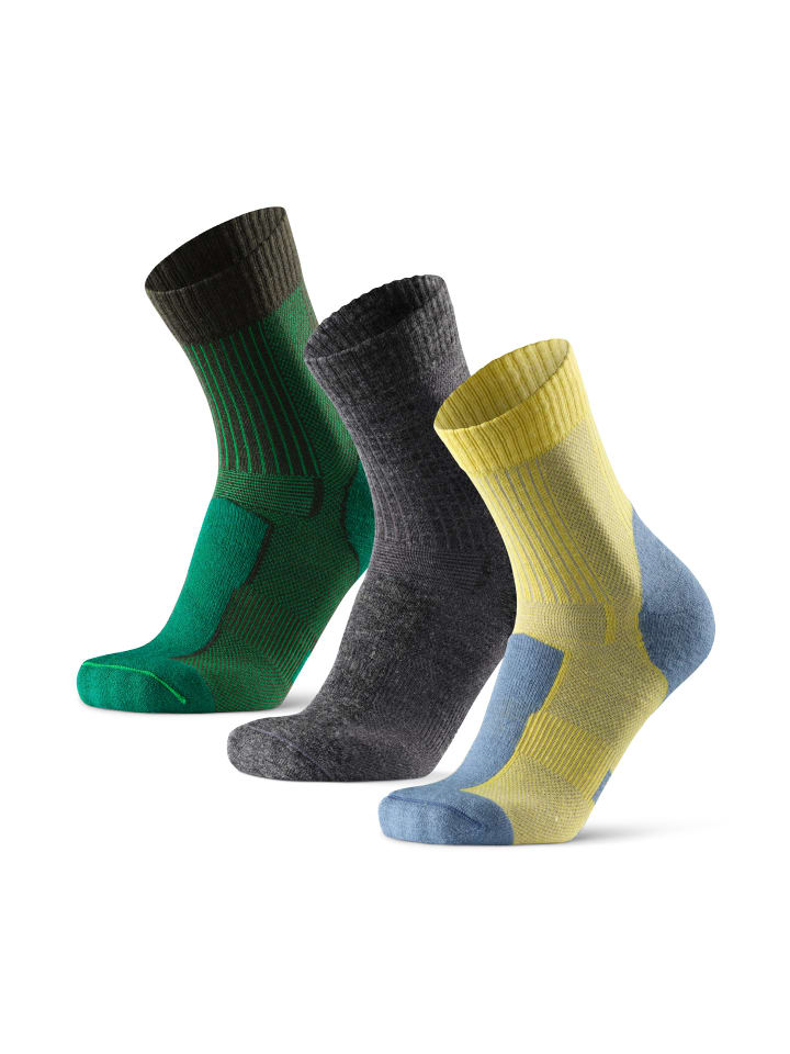 DANISH ENDURANCE Socken Merino Hiking Light in yellow/grey/green günstig kaufen
