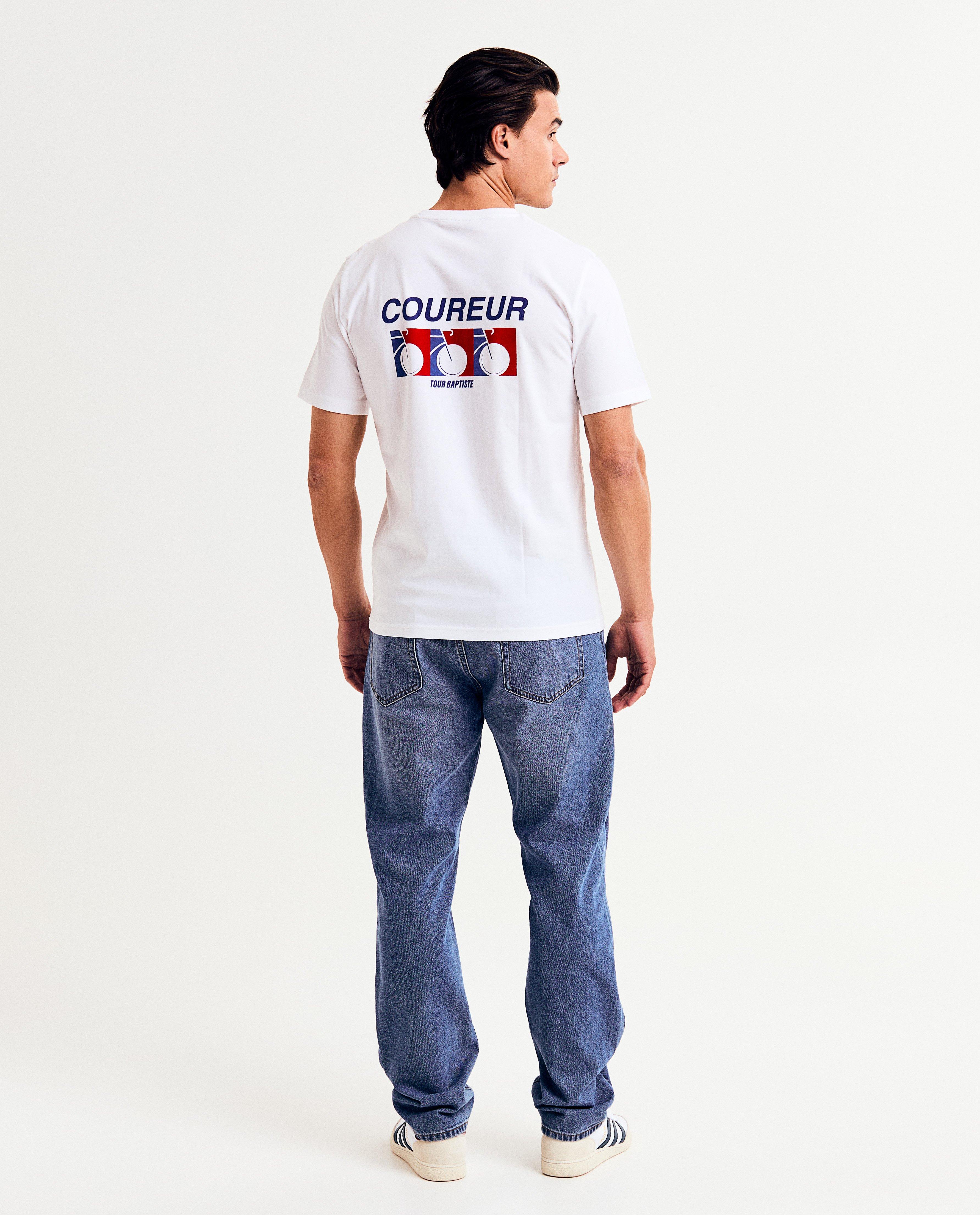 Baptiste organikus pamut póló hátul mintával, unisex, S-XXXL, fehér