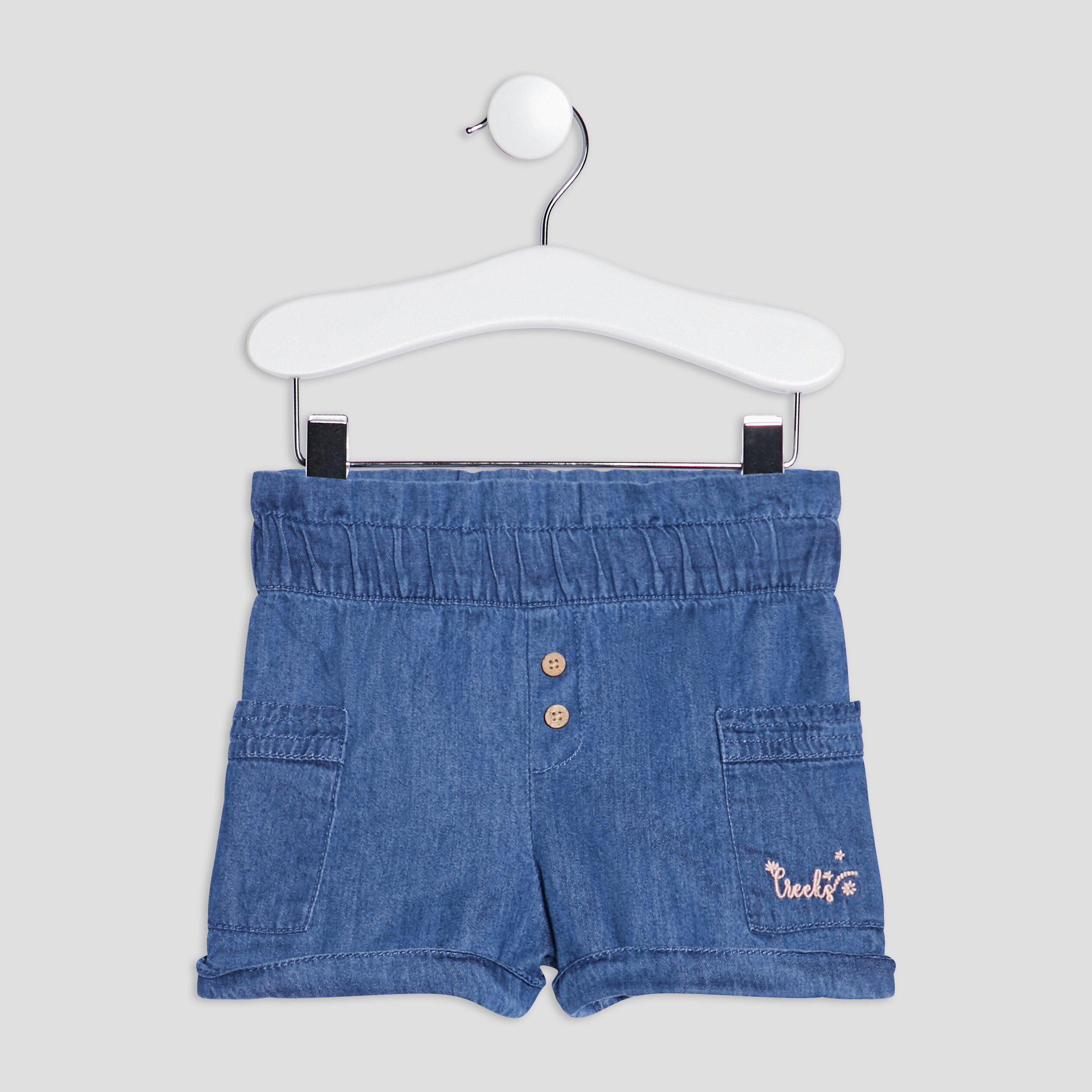 Short droit en jean Creeks denim double stone bébé fille | La Halle