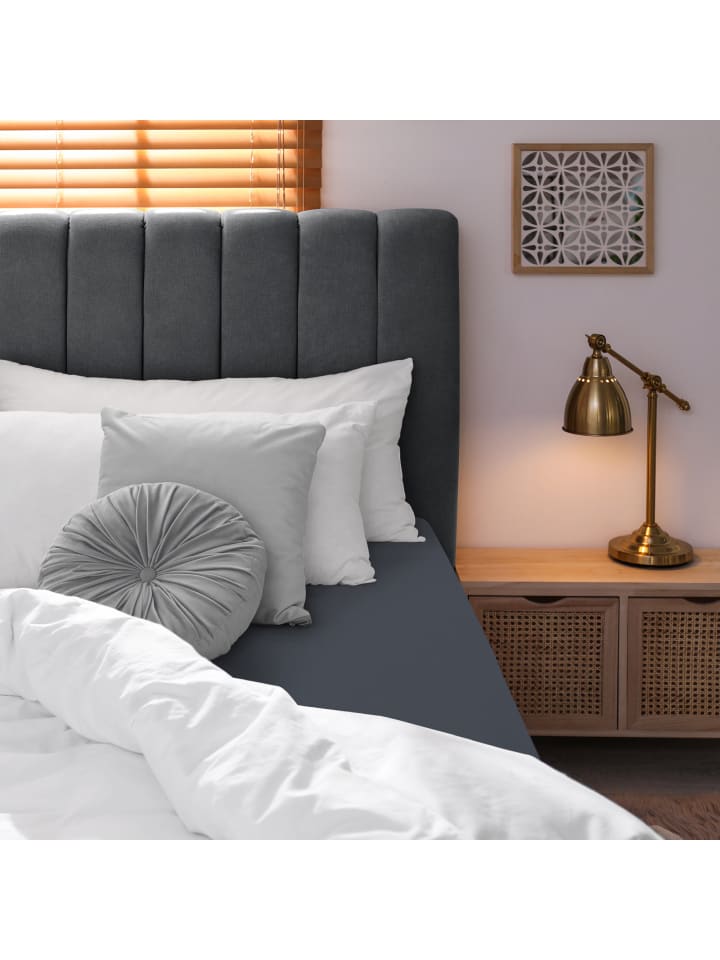 GMD Living Jersey Premium Spannbettlaken JANNEBY in Anthrazit günstig kaufen