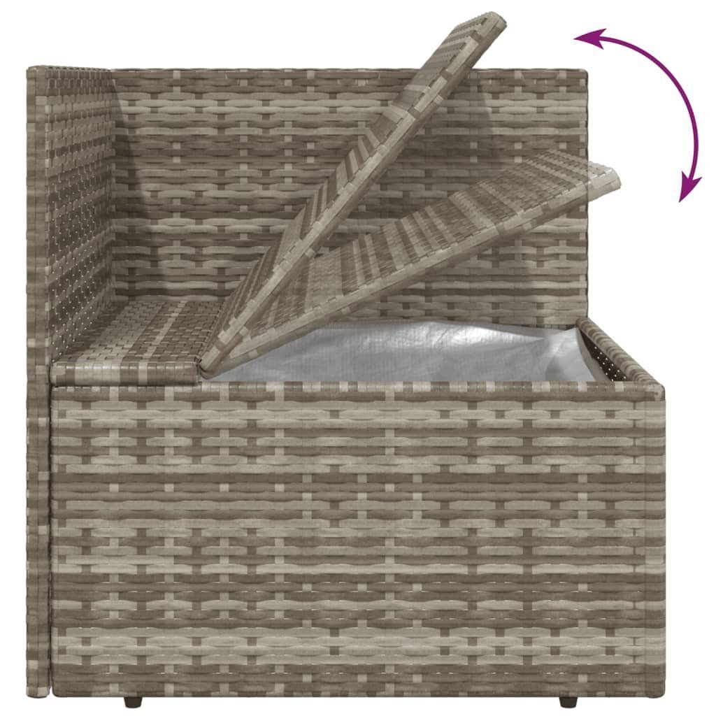 vidaXL Loungesofa 3-tlg. Garten-Lounge-Set mit Kissen Grau Poly Rattan, 1 Teile