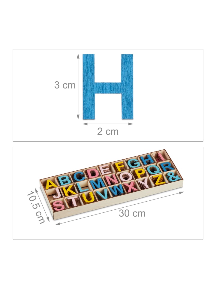 relaxdays 324tlg. Holzbuchstaben Set in Bunt günstig kaufen onesize