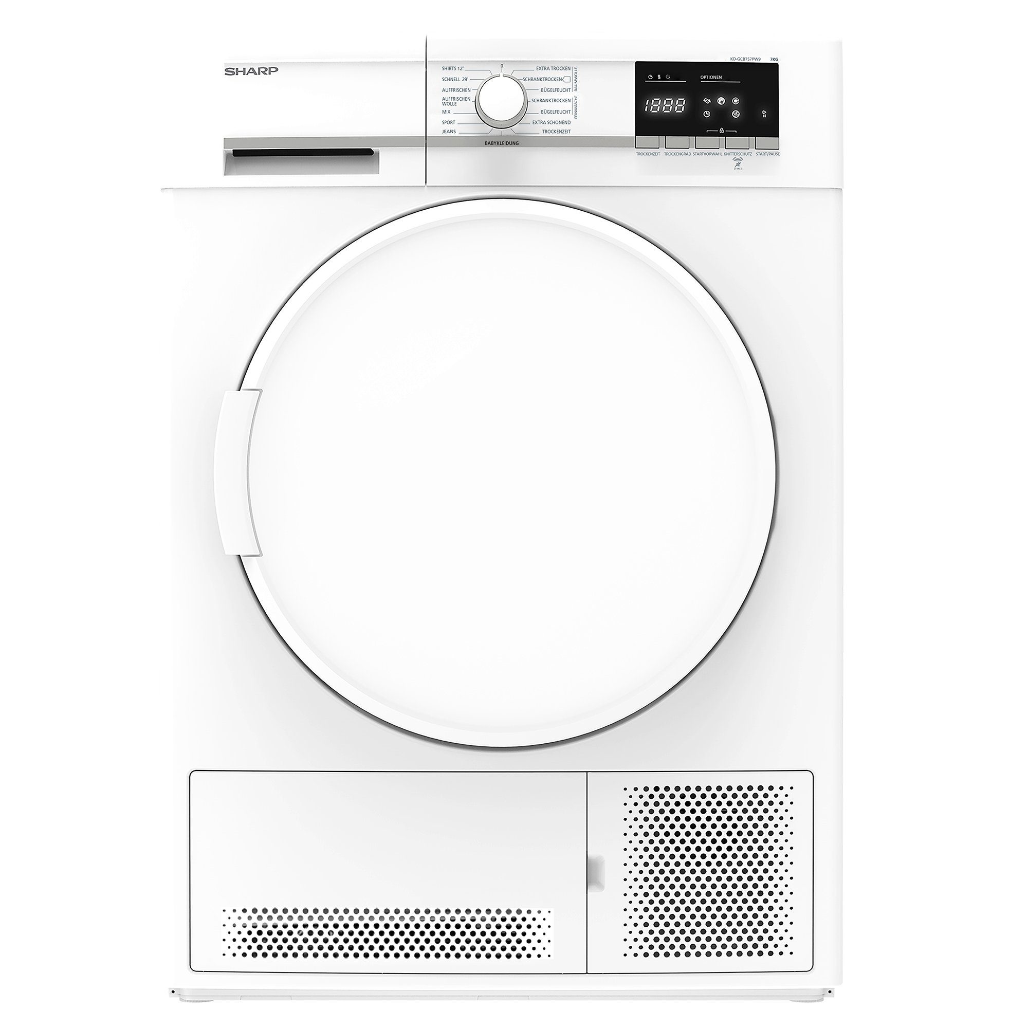 Sharp Kondenstrockner KD-GCB7S7PW9-DE KD-GCB7S7PW9-DE, 7 kg, Arbeitsplatte (abnehmbar)