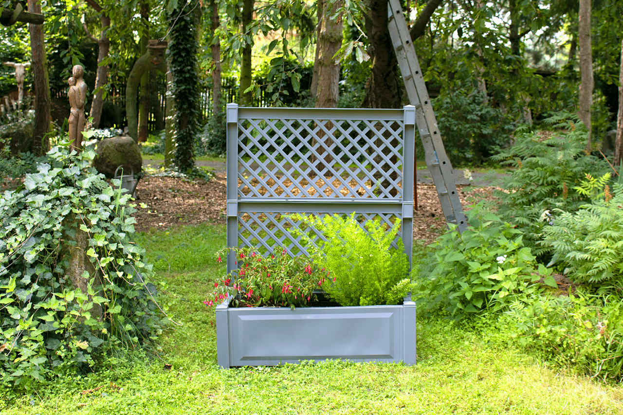 KHW KHW Pflanzkasten groß mit Spalier (2-teilig) 100 cm grau