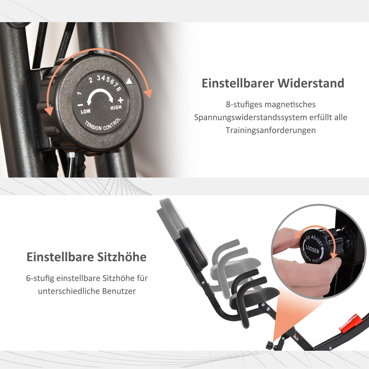 HOMCOM Heimtrainer X-Bike Fahrradtrainer LCD-Display klappbar Rot