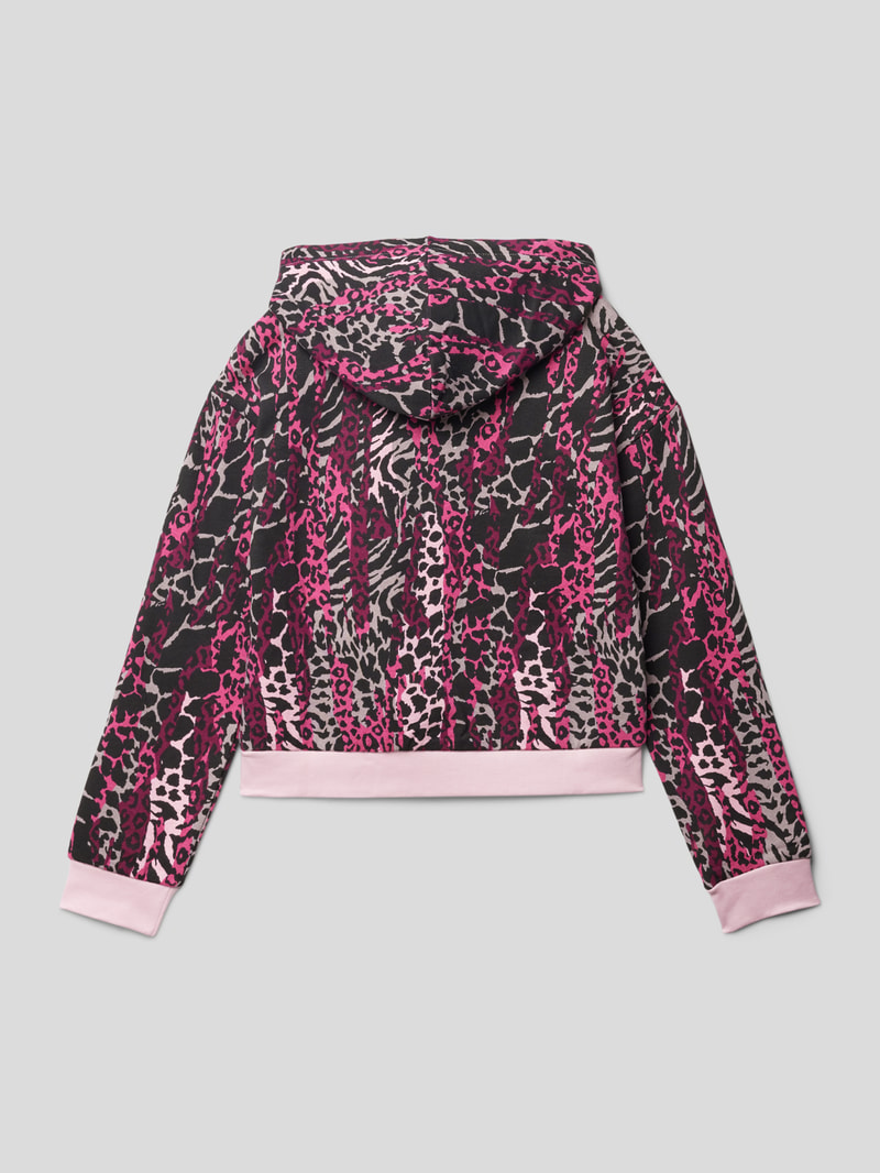Hoodie mit Animal-Print in pflaume