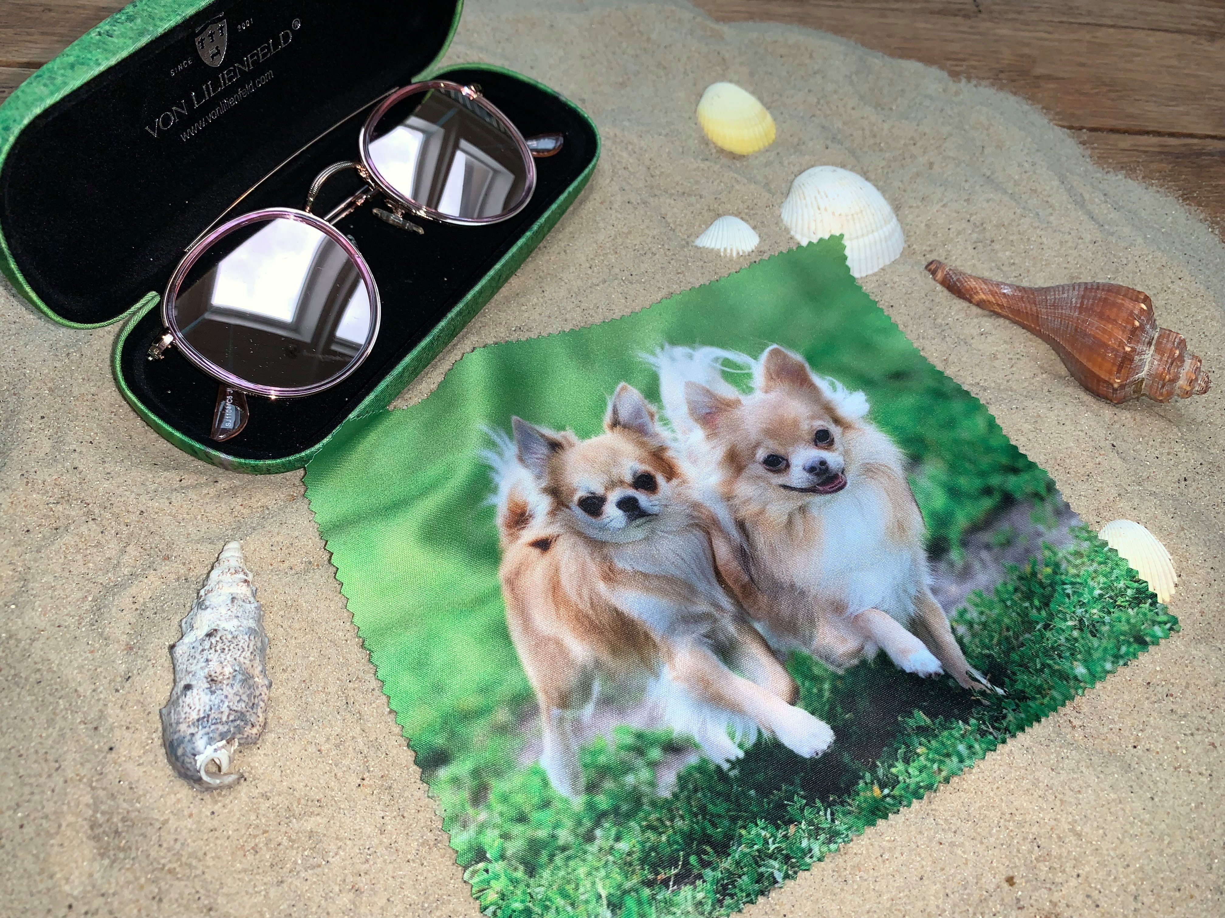 von Lilienfeld Brillenetui Brillenetui Chihuahuas Hund Motiv Hardcase, stabiles mit Mikrofaser bezogenes Hardcase