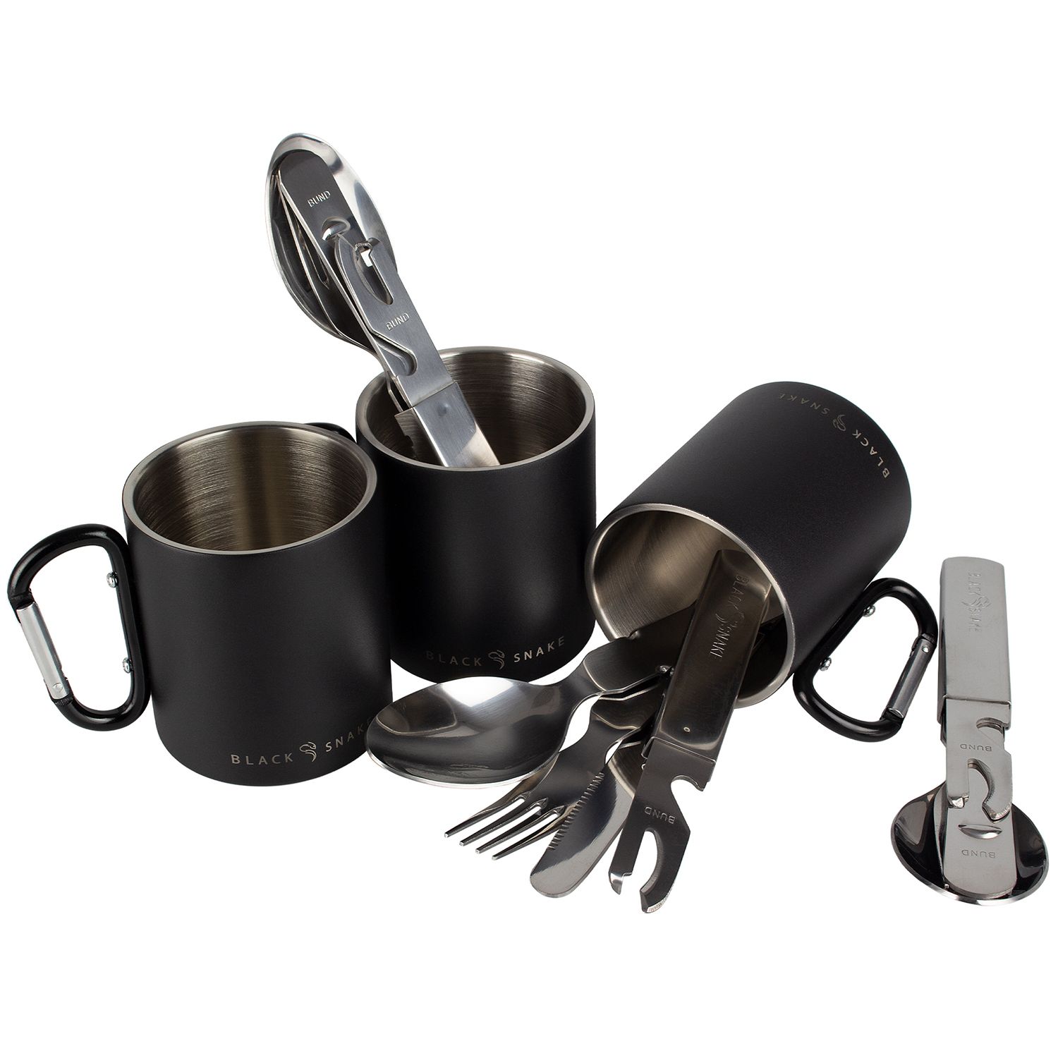 Black Snake 15-teiliges Thermobecher mit Karabiner und Besteckset