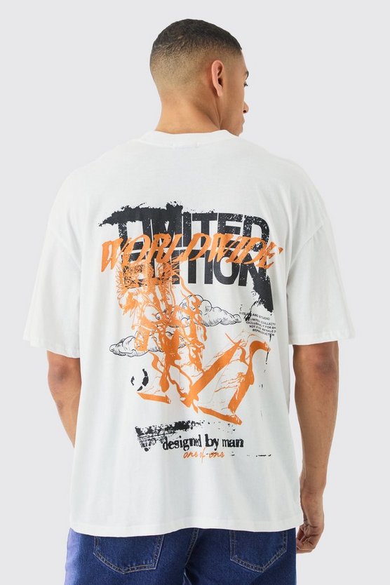 Oversize T-Shirt mit verlängerten Kragen und Limited Edition Print