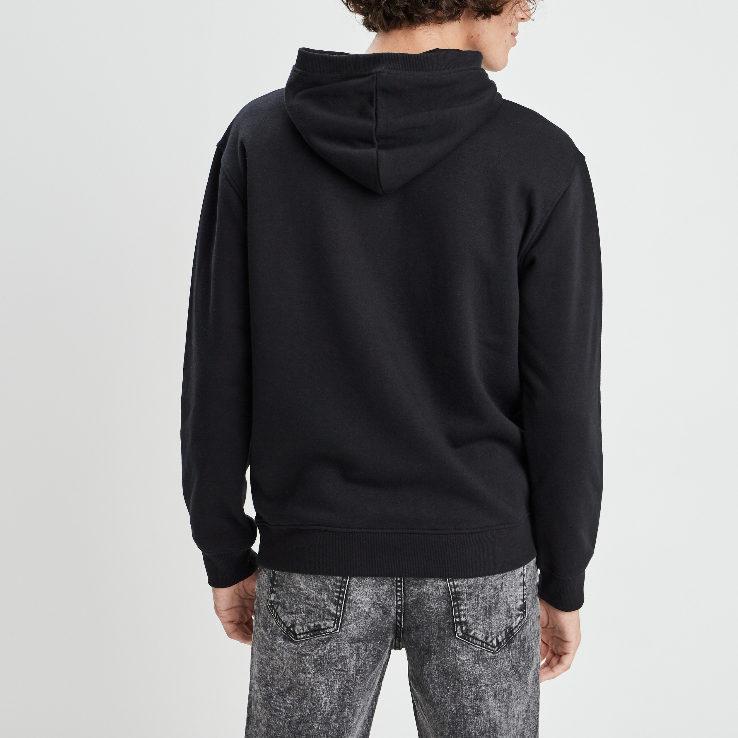 Sweat capuche hoodie poche zippée avant noir homme | La Halle