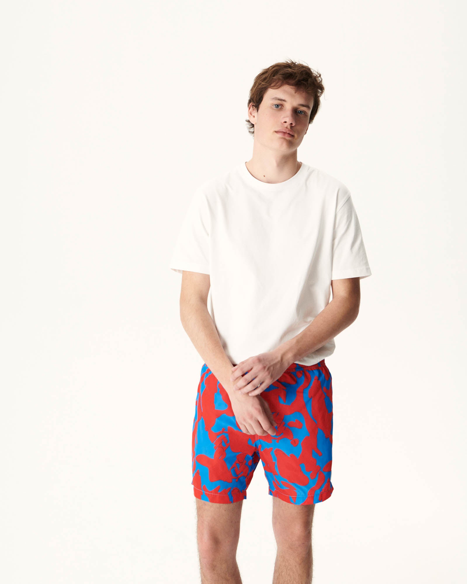 Short de bain Camo azur/Rouge intense Biarritz
