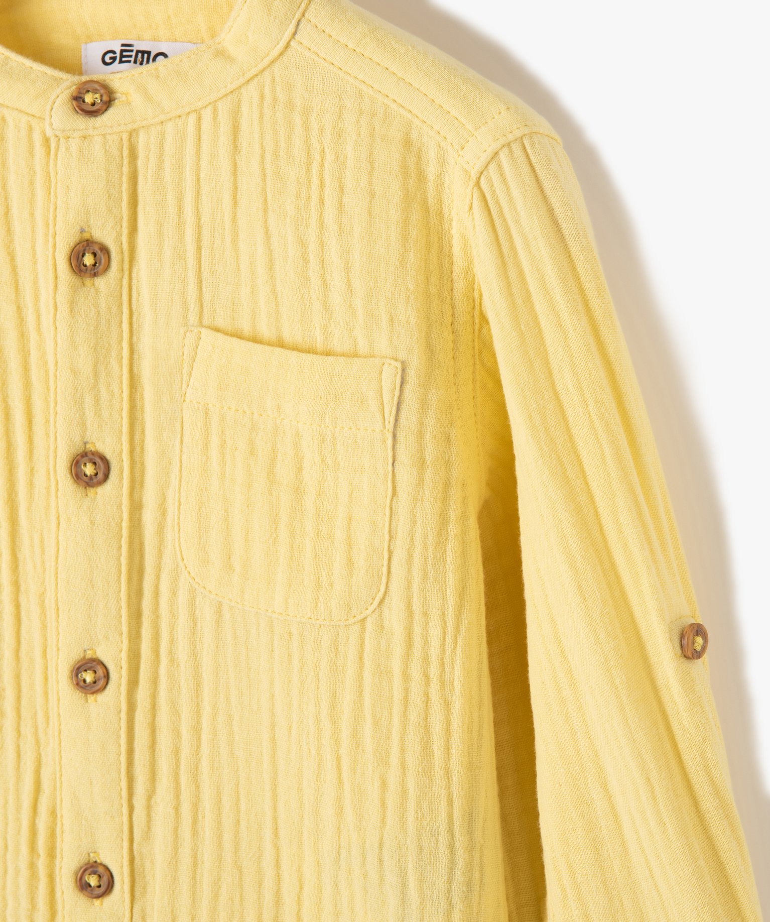 Chemise bébé Garçon à manches longues en double gaze jaune | GEMO