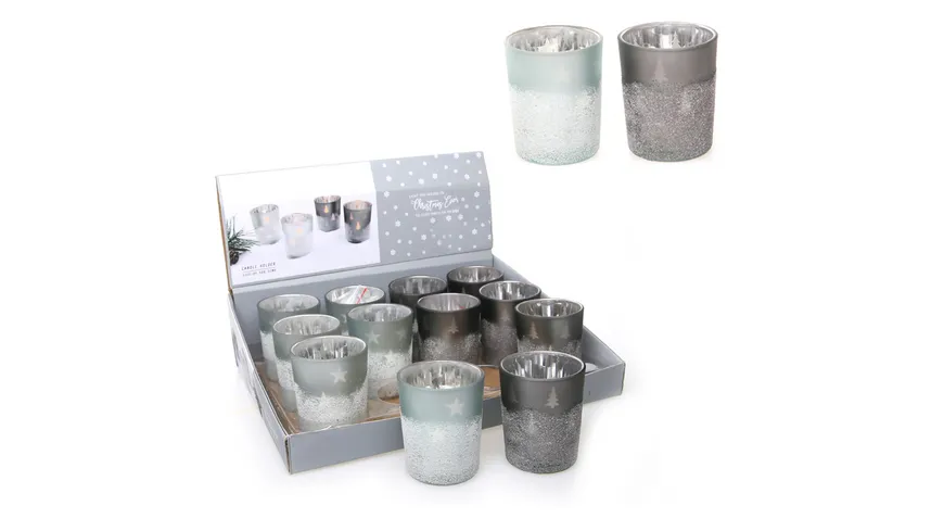 Glas mit Teelicht silber