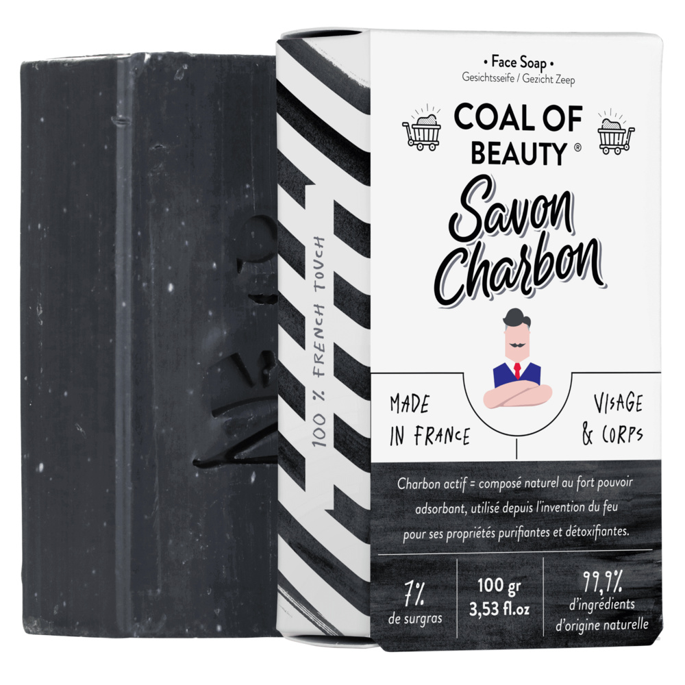 Monsieur Barbier Coal of Beauty Savon Purifiant Naturel pour Homme Savon Surgras Visage et Corps au Charbon Végétal