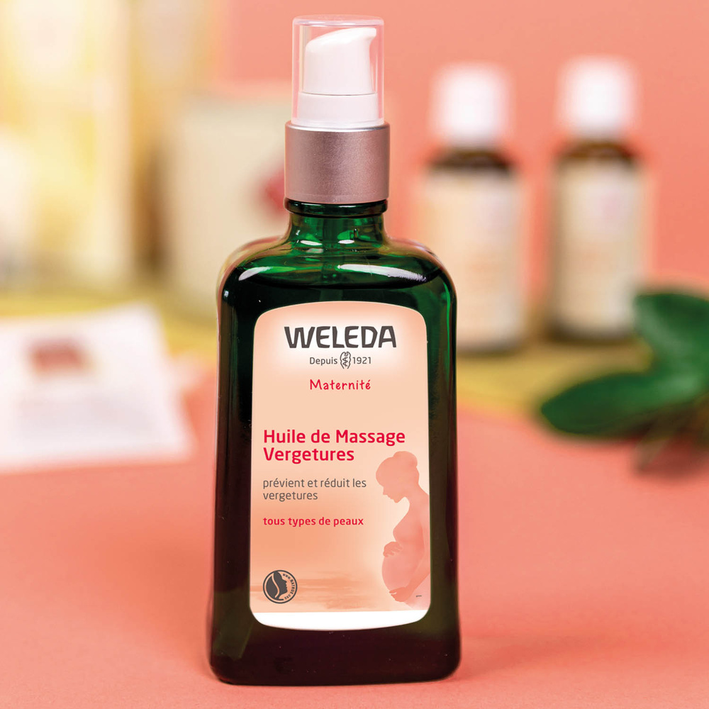 WELEDA Huile de Massage Vergetures - 100 ml (flacon pompe) Maternité