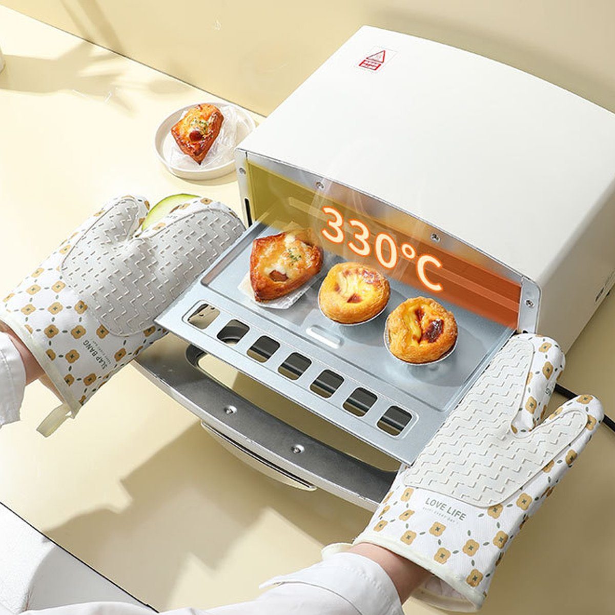 Jormftte Topfhandschuhe 1 Paar Verdickte Hitzebeständige Ofenhandschuhe,Für Kochen, Backen