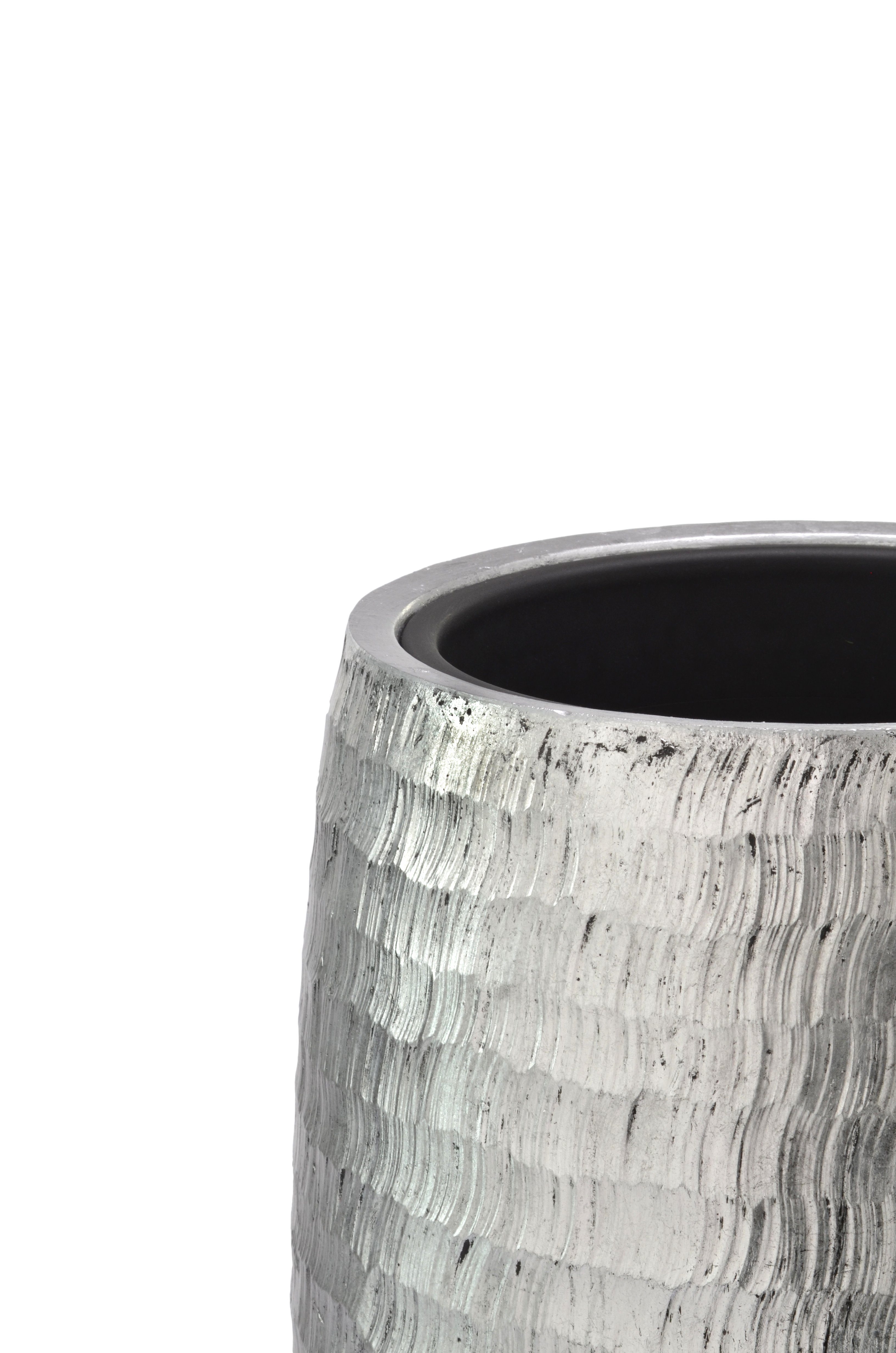 Flingora Bodenvase Amea, mit Einsatz - Fiberglas - Indoor - Silber - Höhe 97 cm