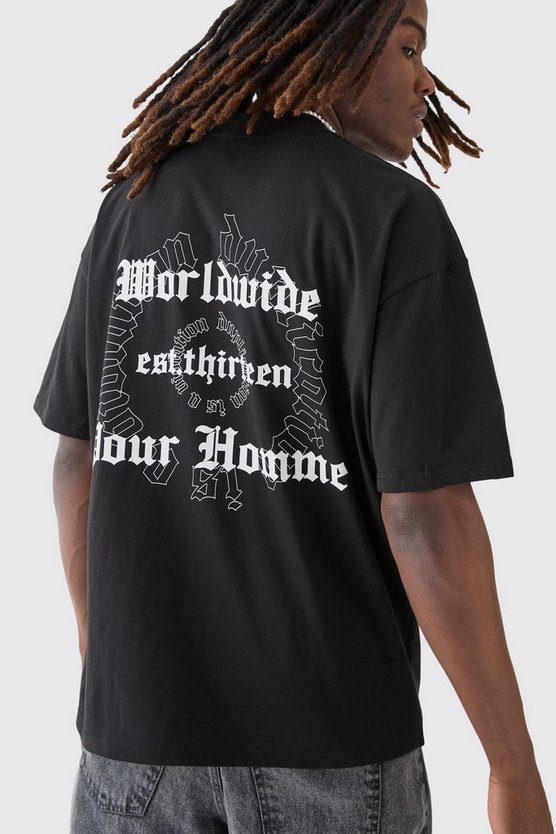 Oversize Worldwide T-Shirt mit Print