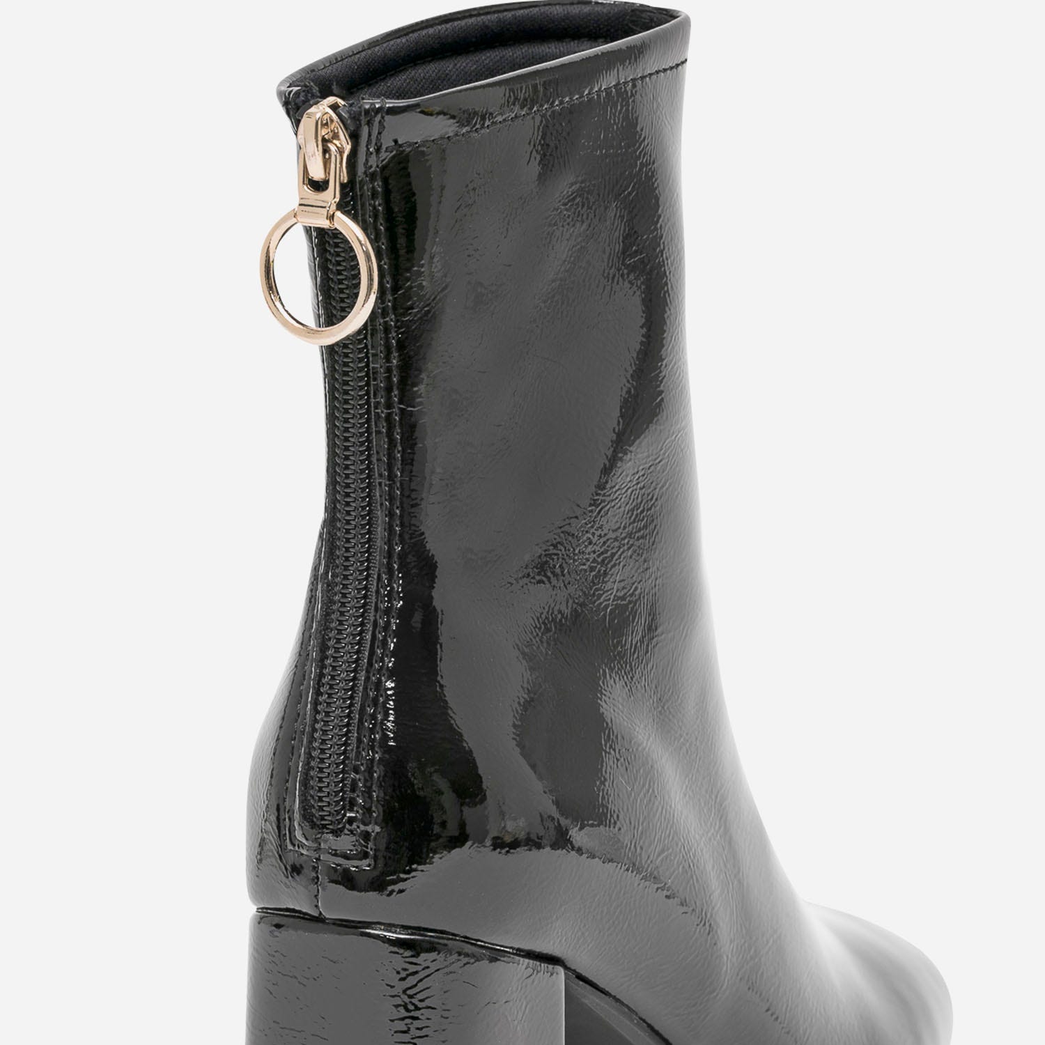 Boots noir verni à zip arrière