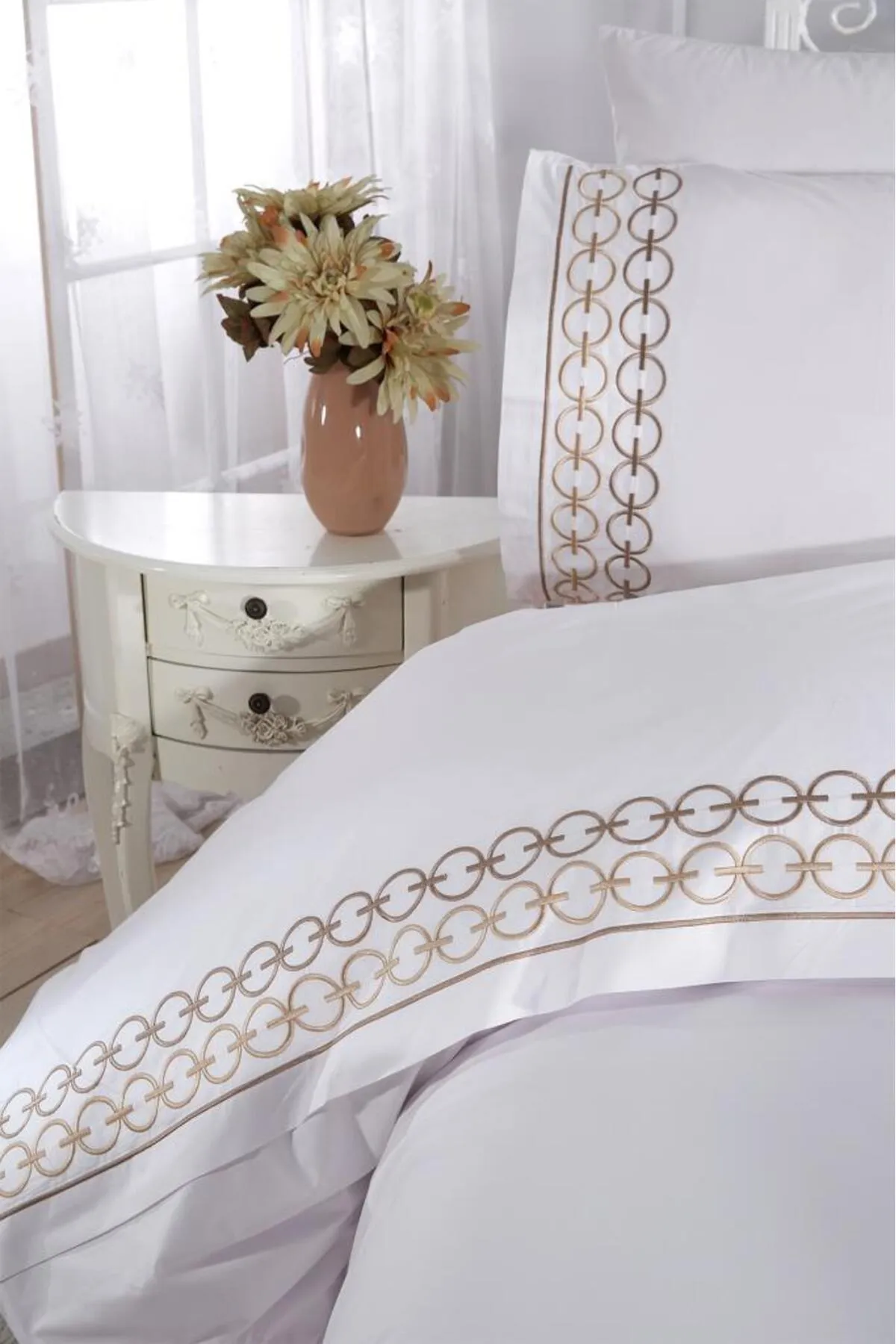 Çeyiz Diyarı  Bettwäsche Doppelbett - Beige - Gestreift