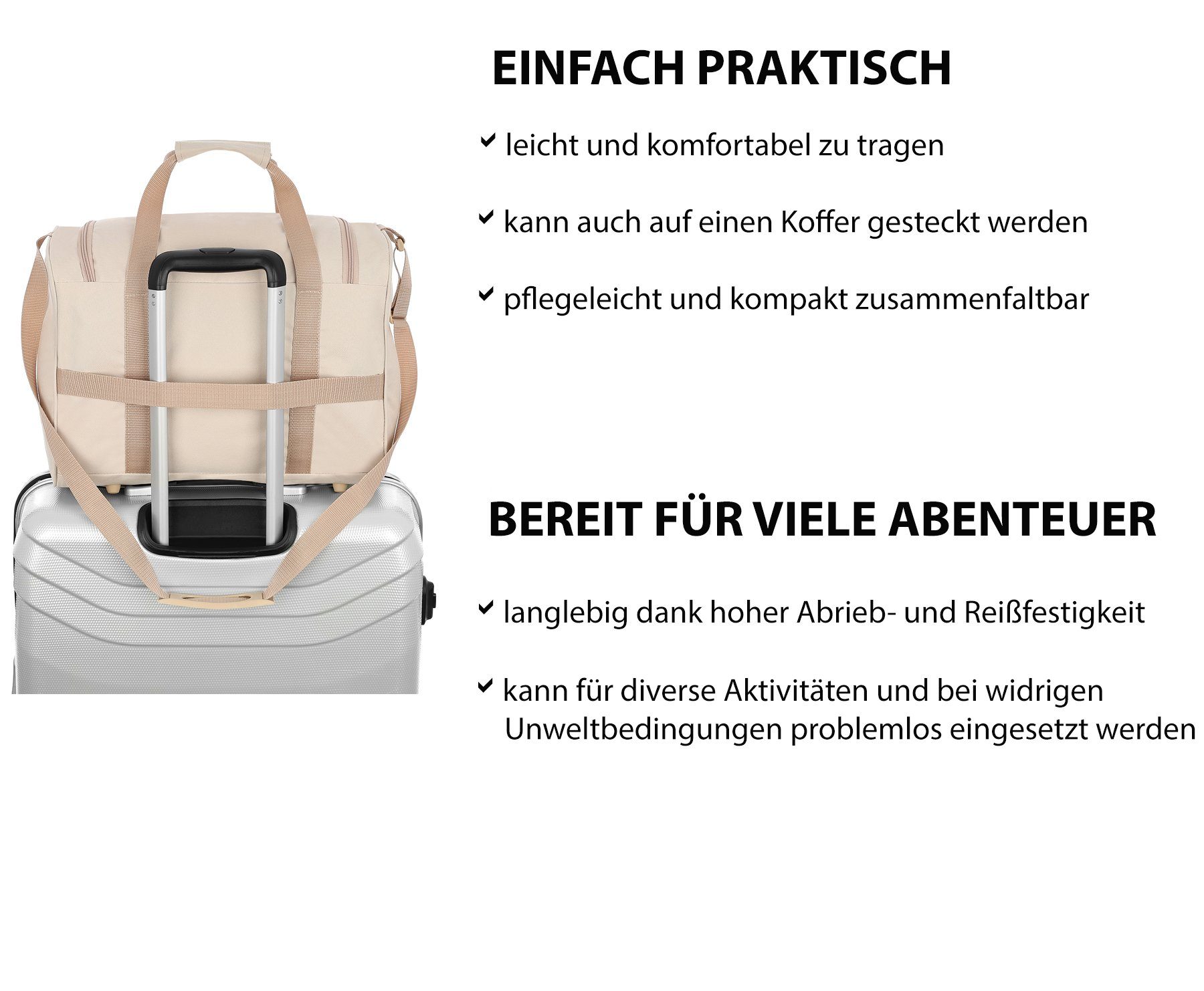 Granori Reisetasche 40x30x20 cm Handgepäck für Flüge mit z. B. Wizz Air (Modell WT2), extra leicht, mit abschließbarem Fach und verstellbarem Schultergurt
