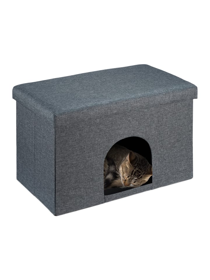 relaxdays Katzenhöhle in Grau -  (B)64,5 x (H)38,5 x (T)37,5 cm günstig kaufen onesize
