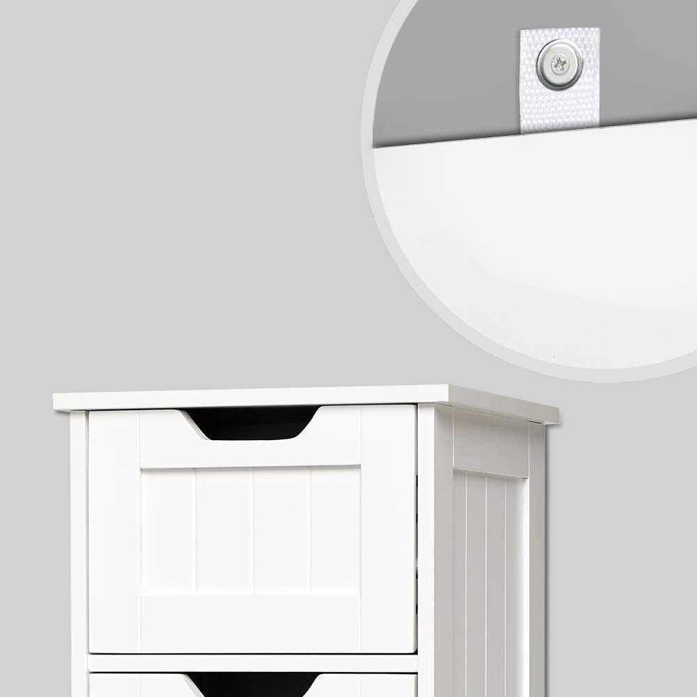Mondeer Badkommode Badezimmerschrank, Kommode aus Holz, Sideboard mit Stauraum, Modern, Weiß